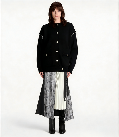 260315 New autumn-style thick knitted chic sweater coat