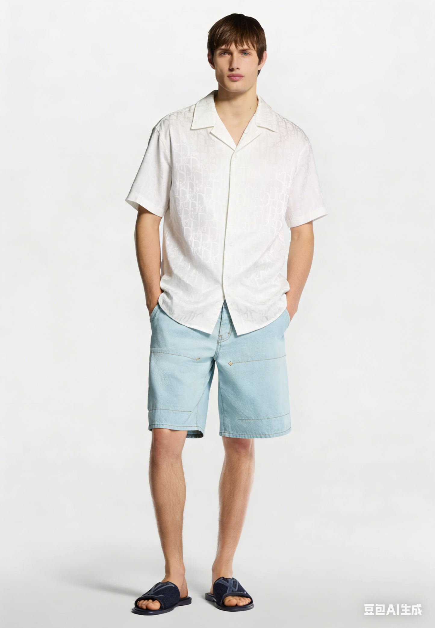260315 New high-quality full-letter printed jacquard short-sleeved shirt