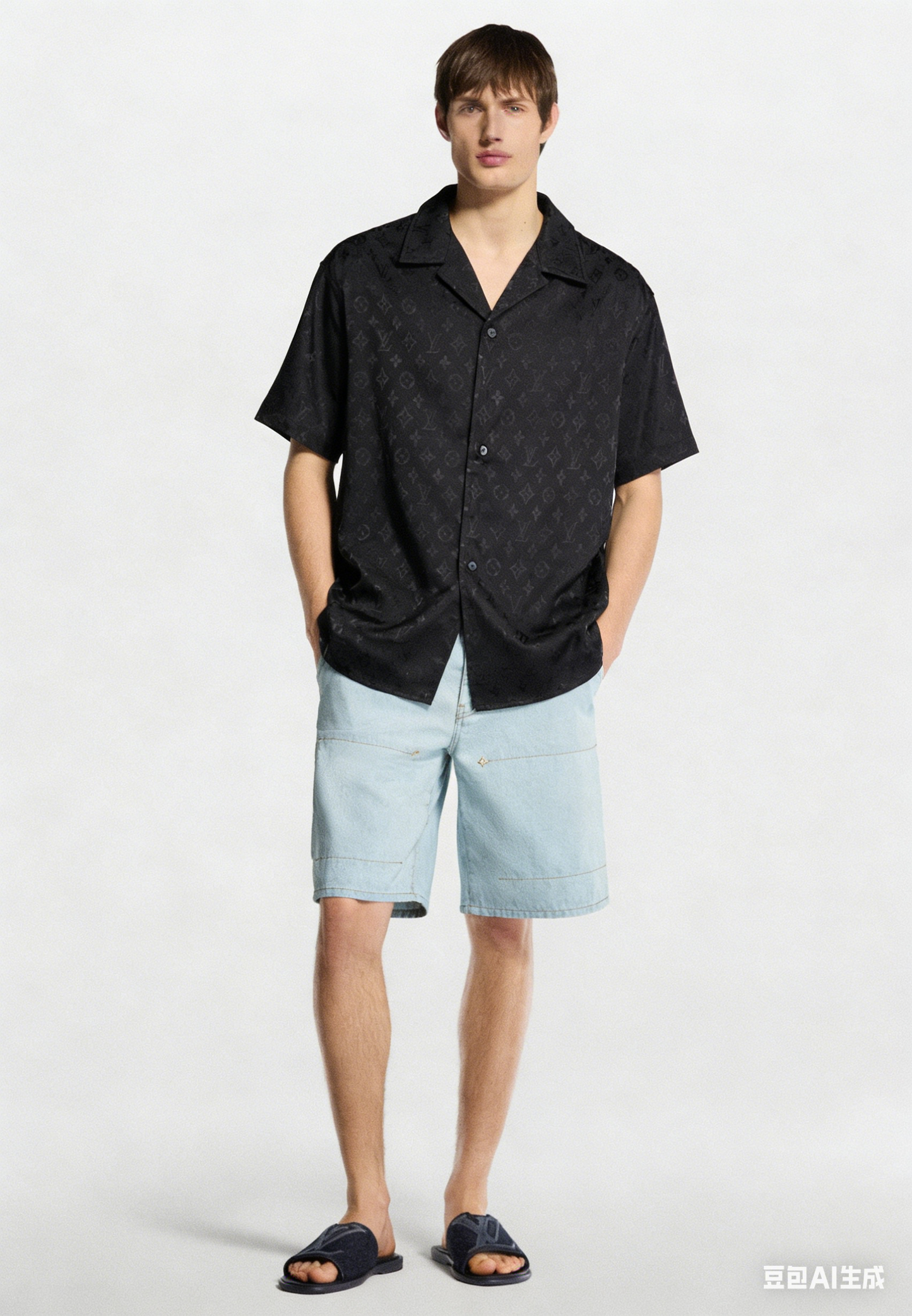 260315 New high-quality full-letter printed jacquard short-sleeved shirt