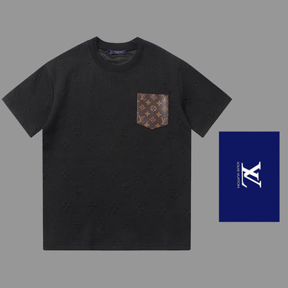 0617 New jacquard pocket T-shirt