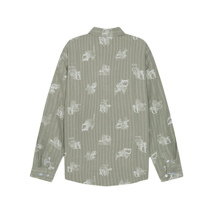 0818 New autumn and winter feature print loose version long-sleeved shirt