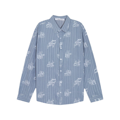 0818 New autumn and winter feature print loose version long-sleeved shirt