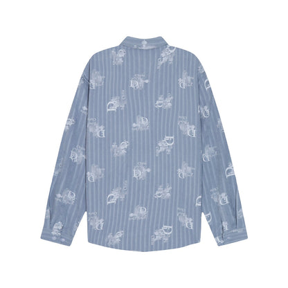 0818 New autumn and winter feature print loose version long-sleeved shirt