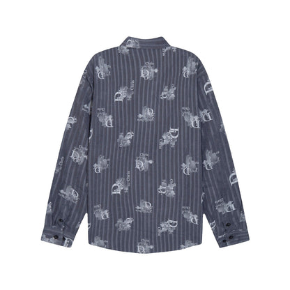 0818 New autumn and winter feature print loose version long-sleeved shirt