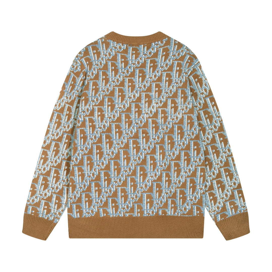 0909 Colorful logo jacquard wool crew-neck sweater