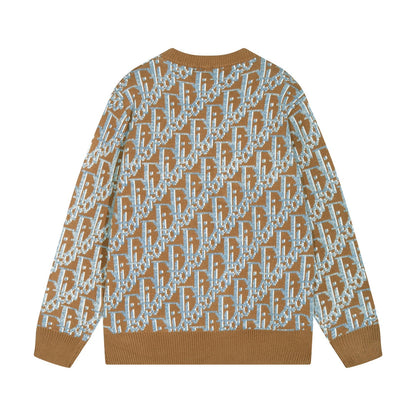 0909 Colorful logo jacquard wool crew-neck sweater