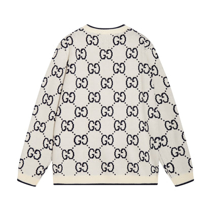 0909 New alphabet jacquard crew-neck sweater