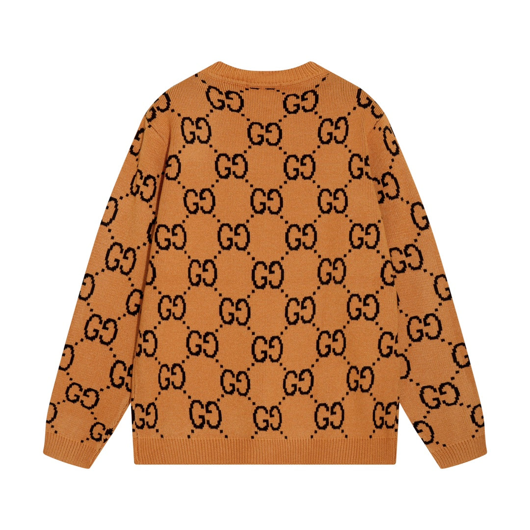 0909 New alphabet jacquard crew-neck sweater