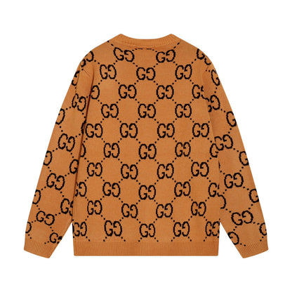 0909 New alphabet jacquard crew-neck sweater