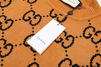 0909 New alphabet jacquard crew-neck sweater