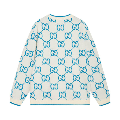 0909 New alphabet jacquard crew-neck sweater