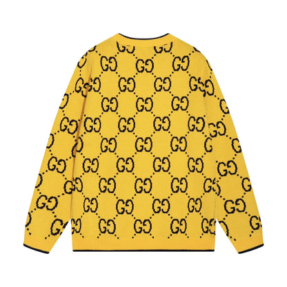 0909 New alphabet jacquard crew-neck sweater