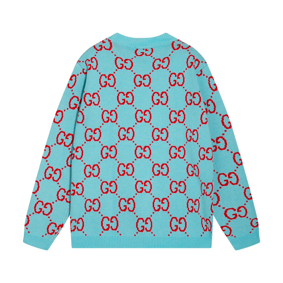 0909 New alphabet jacquard crew-neck sweater