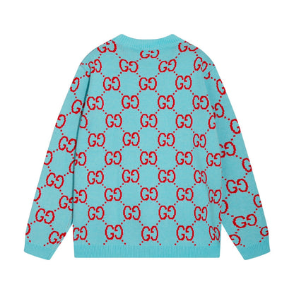 0909 New alphabet jacquard crew-neck sweater