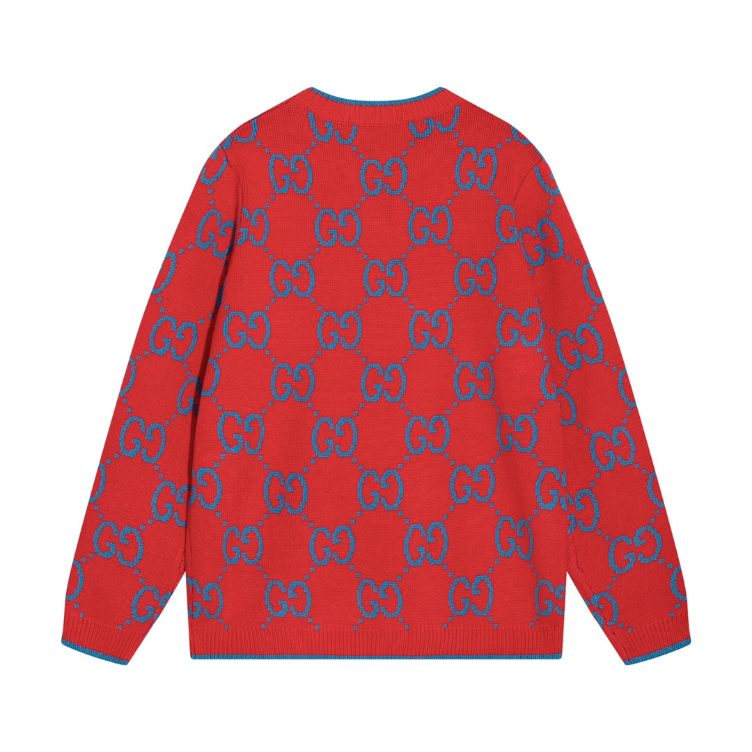 0909 New alphabet jacquard crew-neck sweater