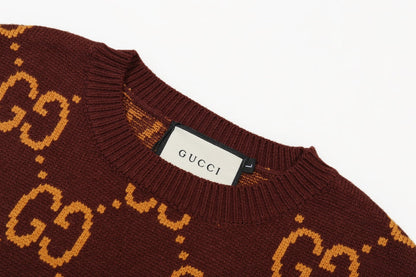 0909 New alphabet jacquard crew-neck sweater