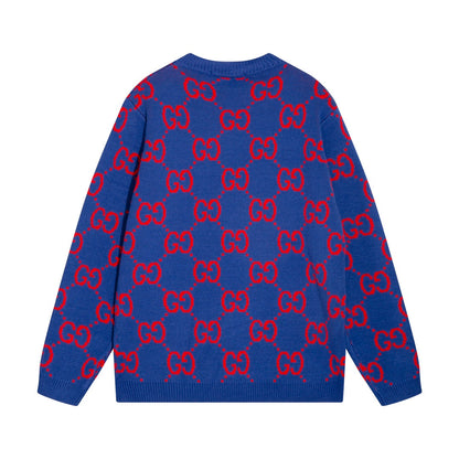 0909 New alphabet jacquard crew-neck sweater