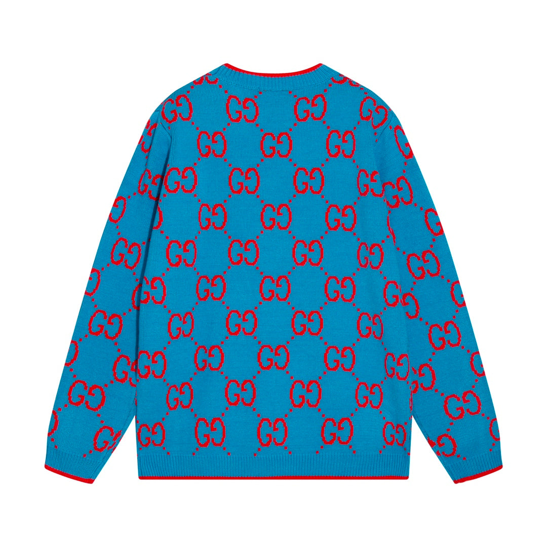 0909 New alphabet jacquard crew-neck sweater