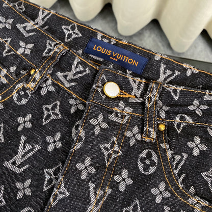 0916 Denim rough jacquard pants