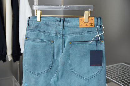 0916 Heavy gradient Aurora embroidered denim pant