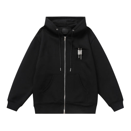 1014 Featured metal lock zipper hoodie