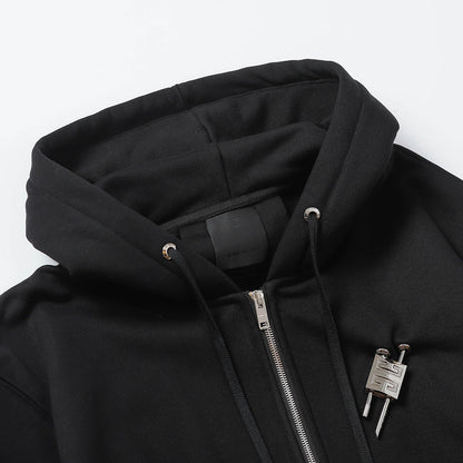 1014 Featured metal lock zipper hoodie