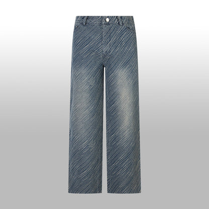 1014 High quality jacquard heavy wash denim