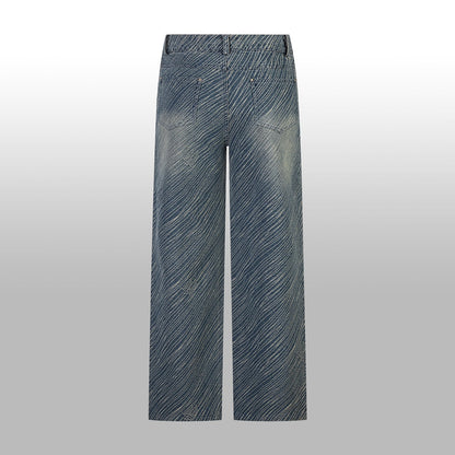 1014 High quality jacquard heavy wash denim