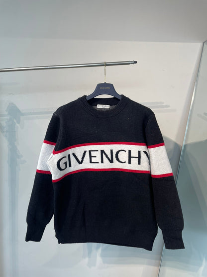 1102 New letter red striped jacquard knit crewneck sweater