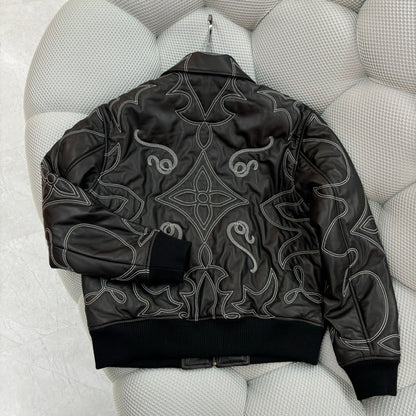 1102 New embroidered leather bomber jacket