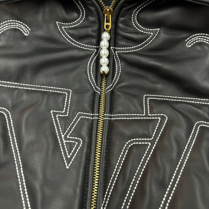 1102 New embroidered leather bomber jacket