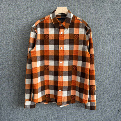 1102 New checkerboard element plaid long-sleeved shirt