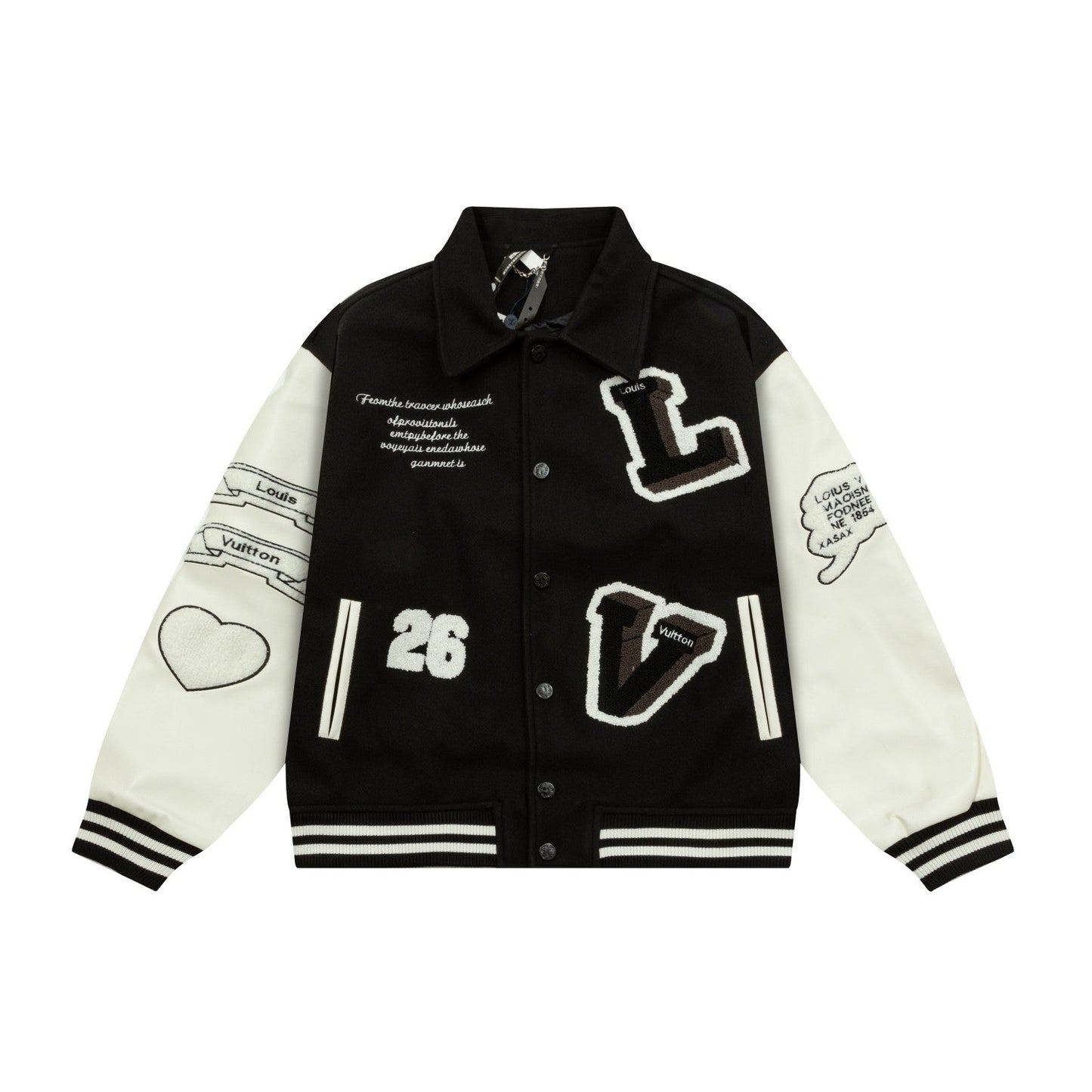 1111 New top of the line flocking alphabet embroidery patchwork baseball jacket