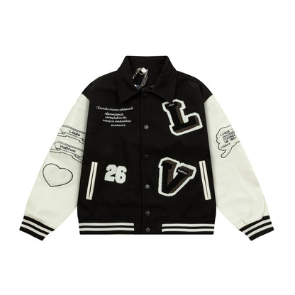 1111 New top of the line flocking alphabet embroidery patchwork baseball jacket