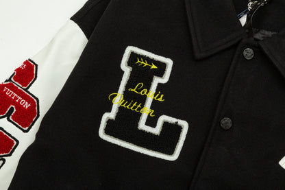 1111 New top of the line flocking alphabet embroidery patchwork baseball jacket