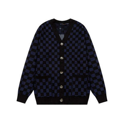 1111 New plaid classic cardigan sweater