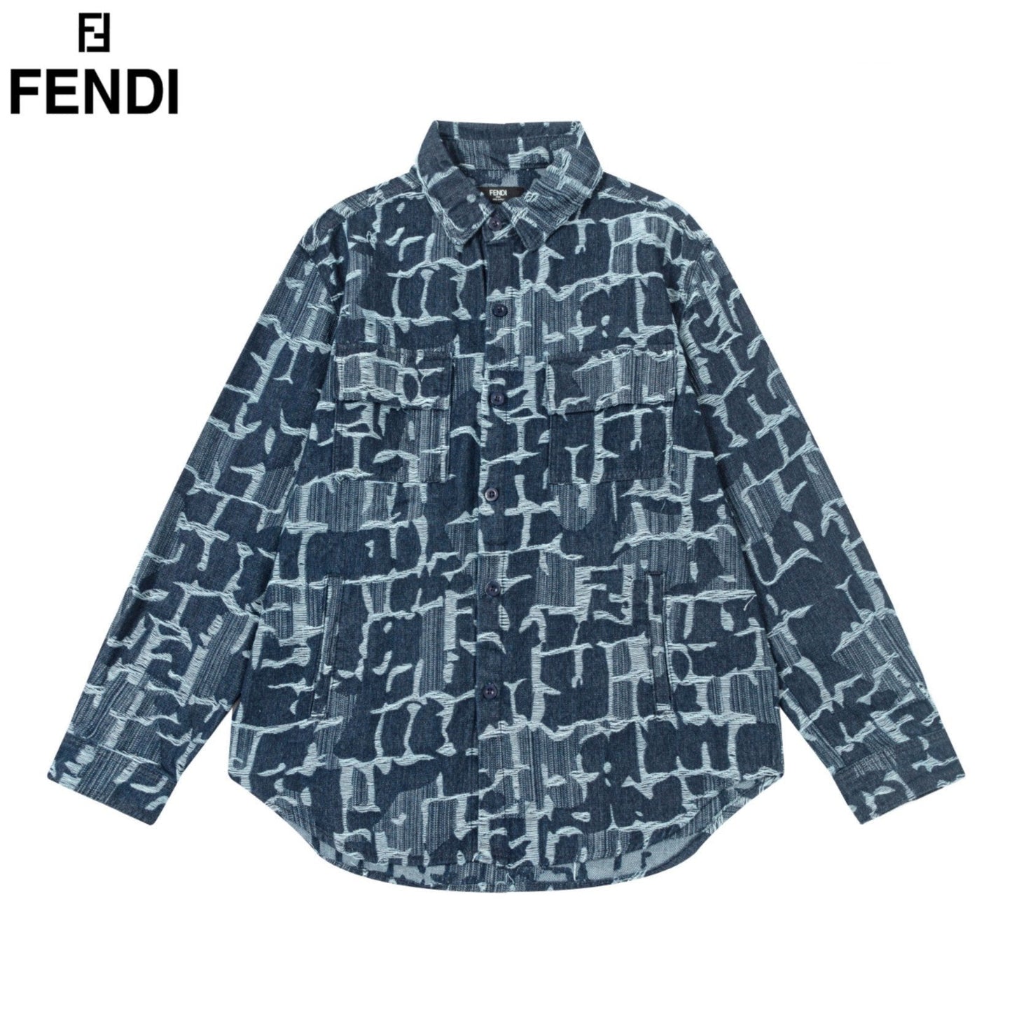 1119 Tassel jacquard denim shirt