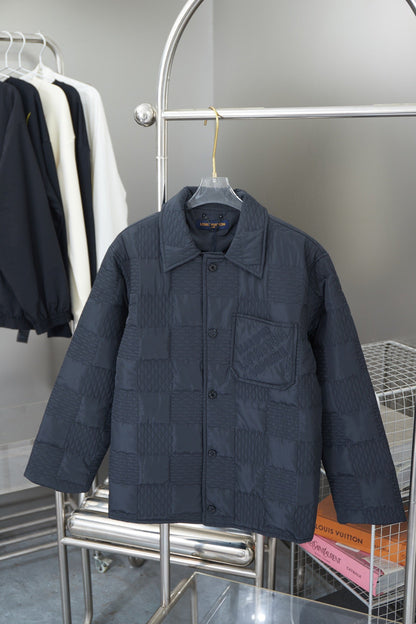 1126 New high quality three-dimensional checkerboard quilted lapel cotton-padded jacket