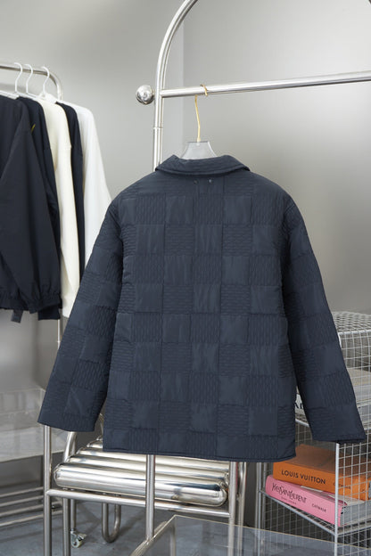 1126 New high quality three-dimensional checkerboard quilted lapel cotton-padded jacket