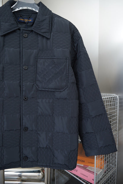 1126 New high quality three-dimensional checkerboard quilted lapel cotton-padded jacket