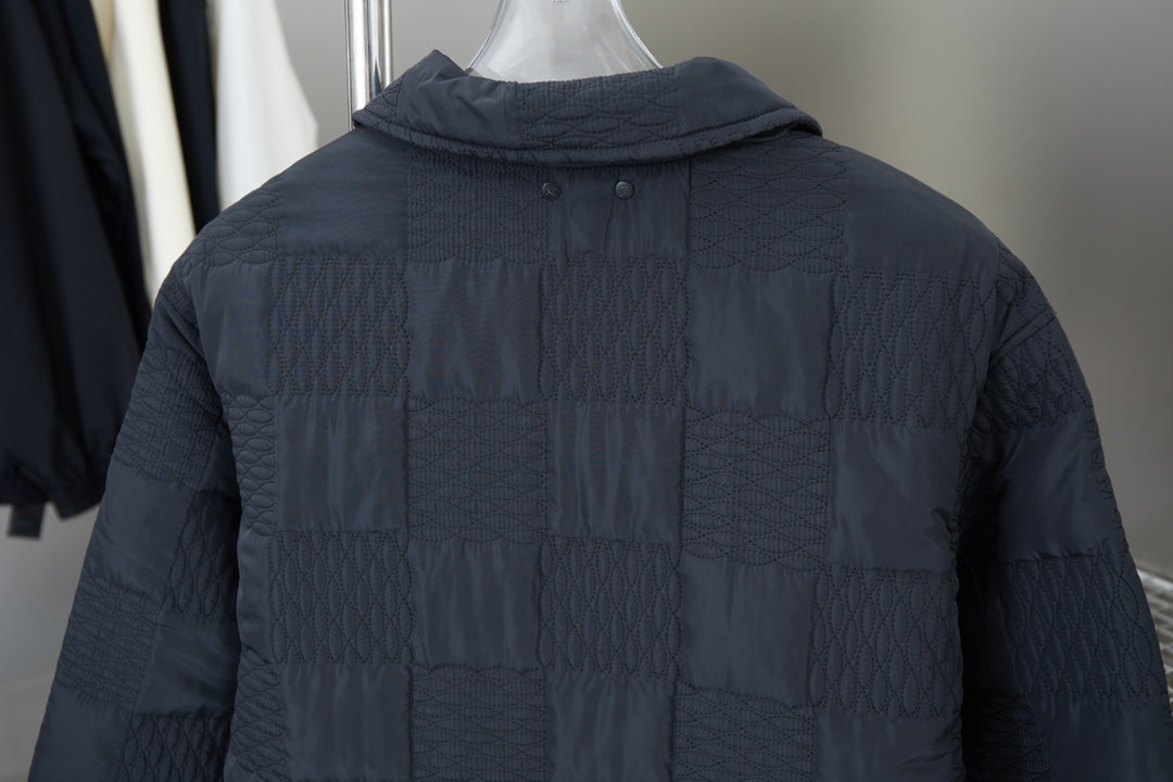 1126 New high quality three-dimensional checkerboard quilted lapel cotton-padded jacket