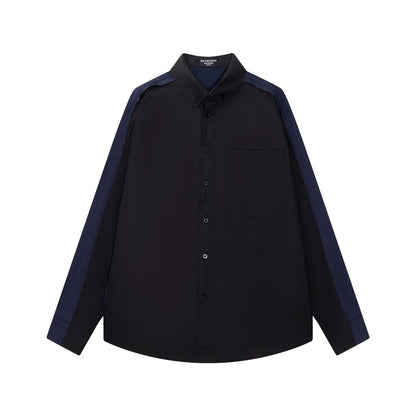 1126 New navy blue patchwork shirt