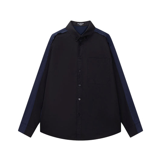 1126 New navy blue patchwork shirt