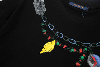 1203 New necklace hand printed T-shirt