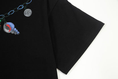 1203 New necklace hand printed T-shirt