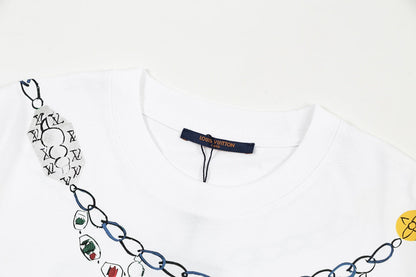 1203 New necklace hand printed T-shirt