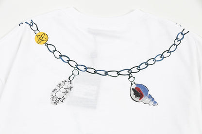 1203 New necklace hand printed T-shirt