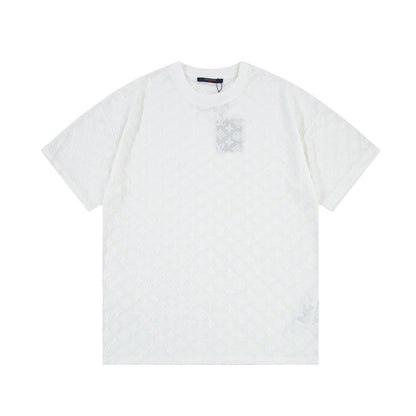 1211 New flocking jacquard towel embroidered T-shirt