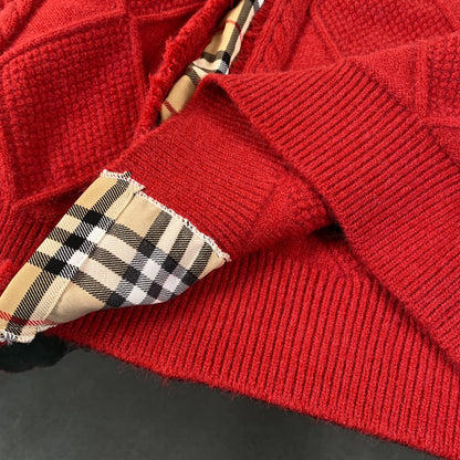 1219 New black patchwork classic plaid ripped craft sweater
