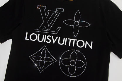 250212 New high quality sparkly diamond T-shirt